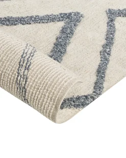New Beliani Tappeto MENDERES Azzurro 160 x 230 cm Cotone Bianco Blu