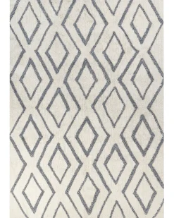 New Beliani Tappeto MENDERES Azzurro 160 x 230 cm Cotone Bianco Blu