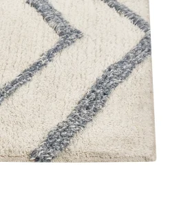 New Beliani Tappeto MENDERES Azzurro 160 x 230 cm Cotone Bianco Blu
