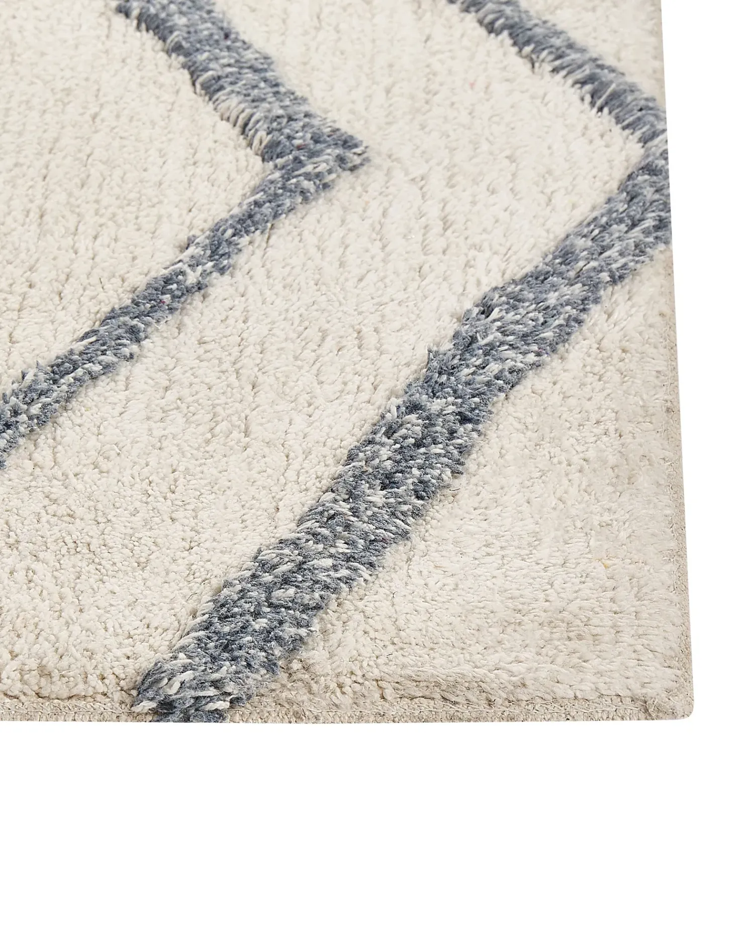 New Beliani Tappeto MENDERES Azzurro 160 x 230 cm Cotone Bianco Blu