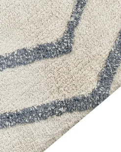 New Beliani Tappeto MENDERES Azzurro 160 x 230 cm Cotone Bianco Blu