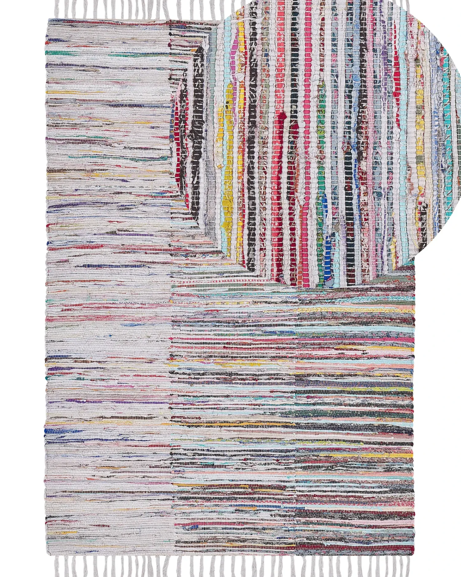 Discount Beliani Tappeto MERSIN Multicolore Cotone Bianco Blu Multicolore Rosa