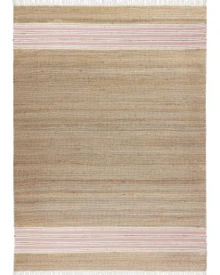 New Beliani Tappeto MIRZA Rosa pastello Iuta Beige Bianco Naturale Rosa