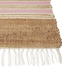 New Beliani Tappeto MIRZA Rosa pastello Iuta Beige Bianco Naturale Rosa