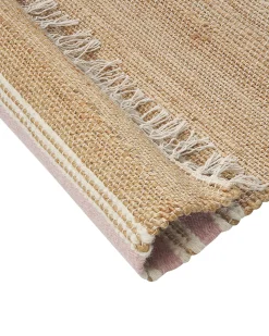 New Beliani Tappeto MIRZA Rosa pastello Iuta Beige Bianco Naturale Rosa
