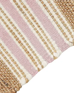 New Beliani Tappeto MIRZA Rosa pastello Iuta Beige Bianco Naturale Rosa