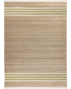 Beliani Tappeto MIRZA Verde oliva Iuta Beige Bianco Naturale Verde