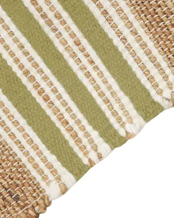 Beliani Tappeto MIRZA Verde oliva Iuta Beige Bianco Naturale Verde