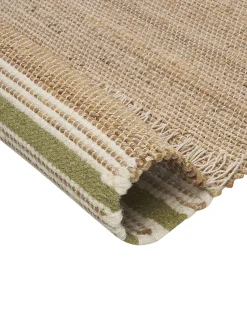 Beliani Tappeto MIRZA Verde oliva Iuta Beige Bianco Naturale Verde