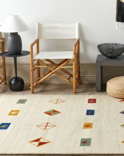 Clearance Beliani Tappeto MISINLI Beige 160 x 230 cm Lana Persiano Beige Blu Giallo Rosso Verde