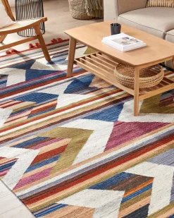 Best Beliani Tappeto MRGASHAT Multicolore 200 x 300 cm Lana Kilim Rosso Blu Verde Multicolore