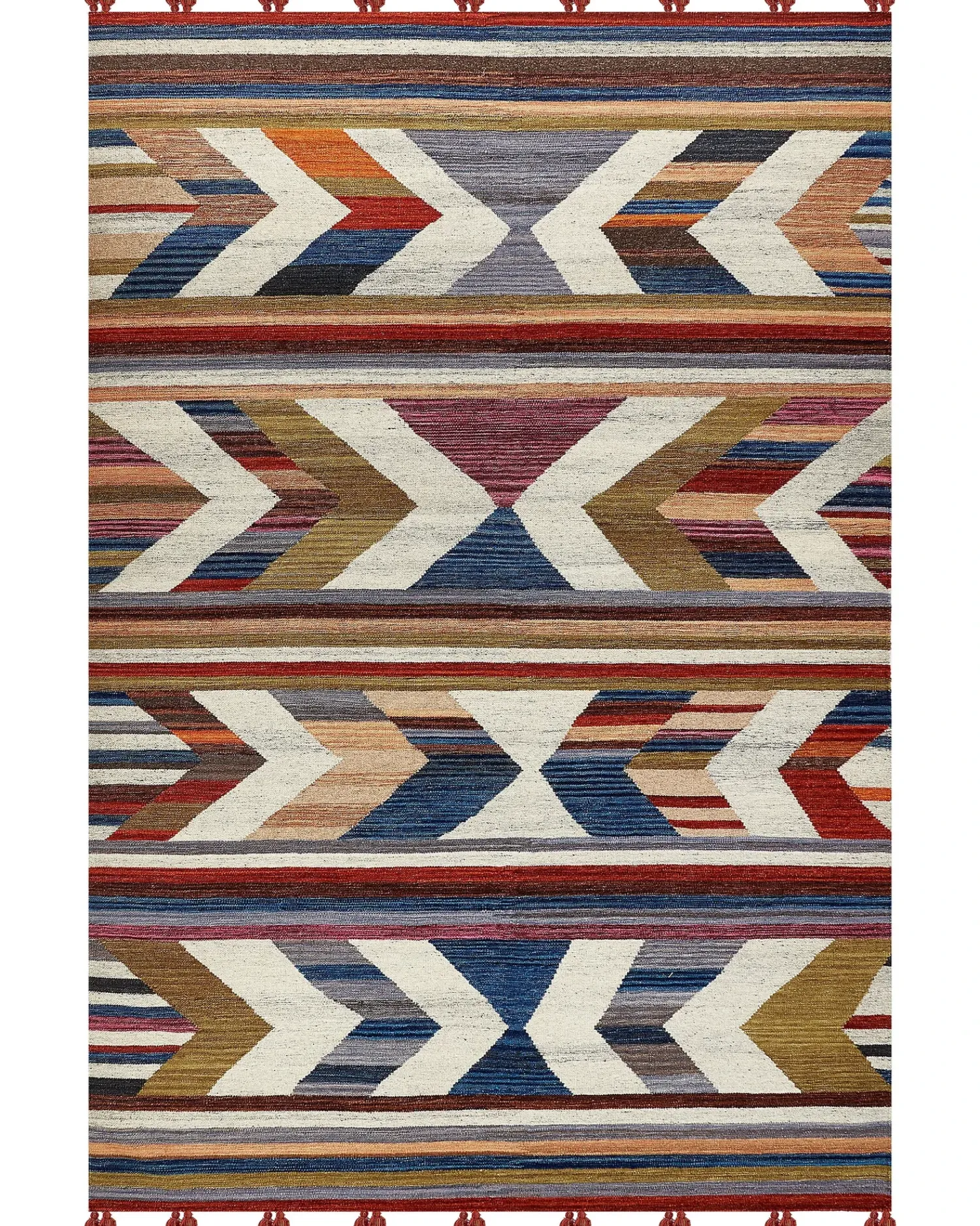 Best Beliani Tappeto MRGASHAT Multicolore 200 x 300 cm Lana Kilim Rosso Blu Verde Multicolore