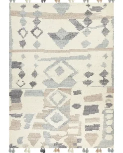 Hot Beliani Tappeto MRGAVET Beige 200 x 300 cm Lana Kilim Beige Grigio Marrone Multicolore