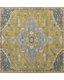 Clearance Beliani Tappeto MUCUR Giallo 200 x 200 cm Lana Beige Giallo Blu Marrone