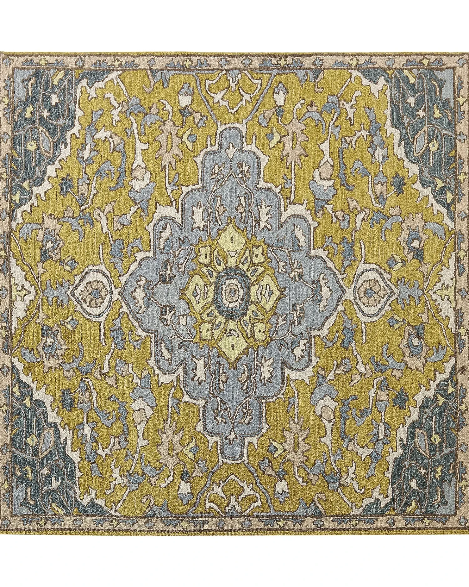 Clearance Beliani Tappeto MUCUR Giallo 200 x 200 cm Lana Beige Giallo Blu Marrone