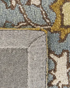 Clearance Beliani Tappeto MUCUR Giallo 200 x 200 cm Lana Beige Giallo Blu Marrone