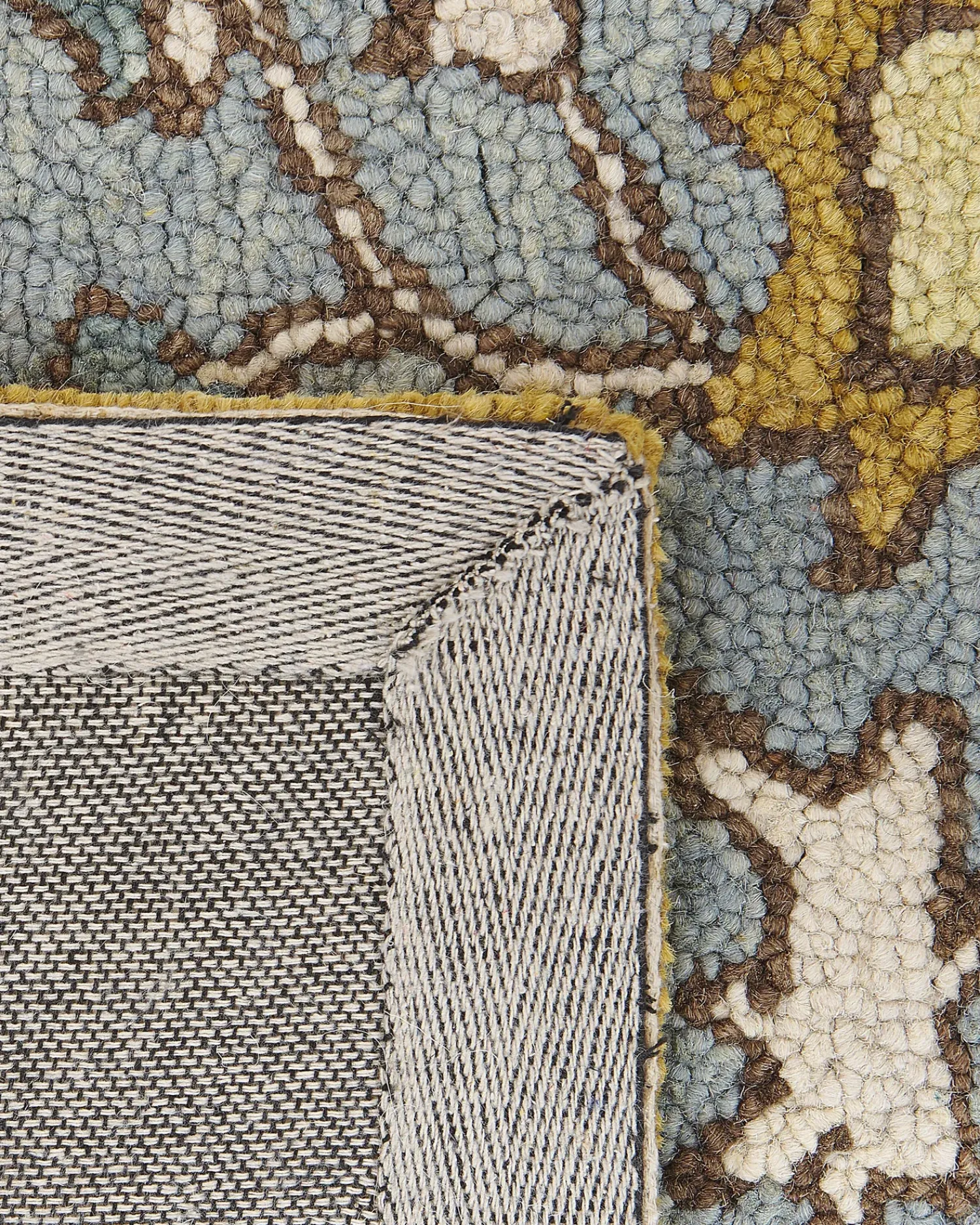 Clearance Beliani Tappeto MUCUR Giallo 200 x 200 cm Lana Beige Giallo Blu Marrone