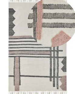 New Beliani Tappeto MURADIYE Beige Cotone Beige Nero