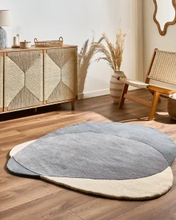 Beliani Tappeto MYSURU Grigio 160 x 160 cm Lana Beige Grigio