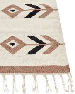Sale Beliani Tappeto NIAVAN Beige Cotone Kilim Beige Nero