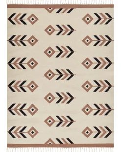 Sale Beliani Tappeto NIAVAN Beige Cotone Kilim Beige Nero