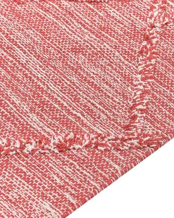 Discount Beliani Tappeto NIGDE Rosso Cotone Bianco Rosso