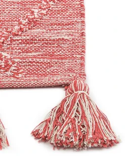 Discount Beliani Tappeto NIGDE Rosso Cotone Bianco Rosso