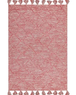Discount Beliani Tappeto NIGDE Rosso Cotone Bianco Rosso