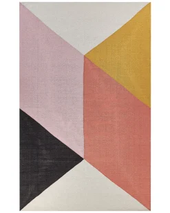 Discount Beliani Tappeto NIZIP Multicolore Cotone Beige Giallo Multicolore Nero Rosa