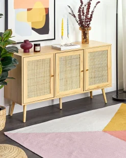 Discount Beliani Tappeto NIZIP Multicolore Cotone Beige Giallo Multicolore Nero Rosa