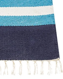 Sale Beliani Tappeto NORATUS Multicolore Cotone Kilim Arancione Blu Grigio Multicolore