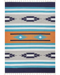 Sale Beliani Tappeto NORATUS Multicolore Cotone Kilim Arancione Blu Grigio Multicolore