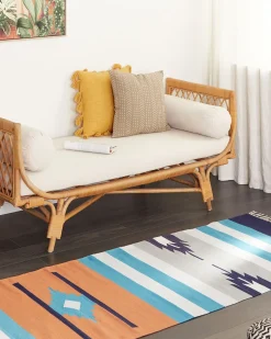 Outlet Beliani Tappeto NORATUS Multicolore Cotone Kilim Arancione Blu Grigio Multicolore