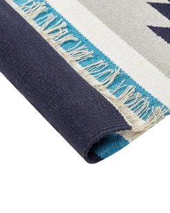Outlet Beliani Tappeto NORATUS Multicolore Cotone Kilim Arancione Blu Grigio Multicolore