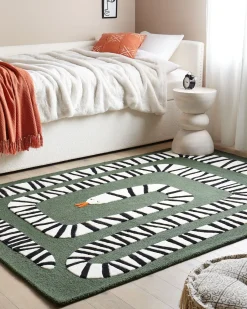 Online Beliani Tappeto OKAPI Verde scuro 160 x 230 cm Bianco Nero Verde