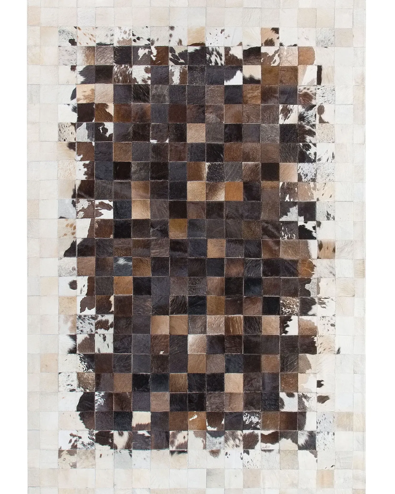 Clearance Beliani Tappeto OKCULU Marrone 140 x 200 cm Pelle naturale Beige Marrone Nero