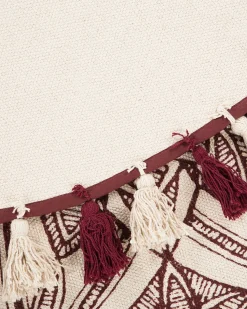 Outlet Beliani Tappeto OLTU Rosso ø 120 cm Cotone Beige Rosso