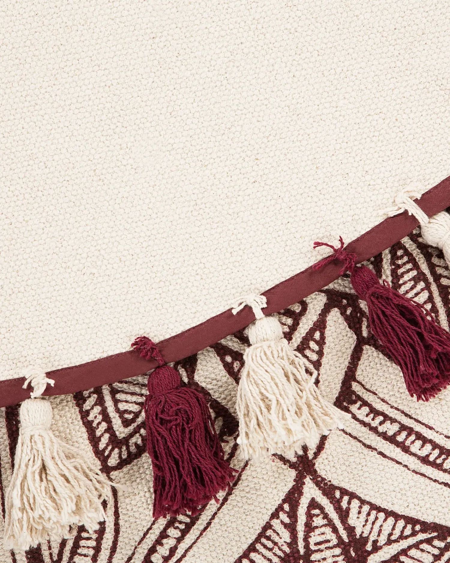 Outlet Beliani Tappeto OLTU Rosso ø 120 cm Cotone Beige Rosso