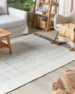 Online Beliani Tappeto OMERLI Bianco Lana Bianco Grigio