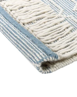 Sale Beliani Tappeto ORHANELI Blu 160 x 230 cm Lana Bianco Blu