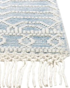Sale Beliani Tappeto ORHANELI Blu 160 x 230 cm Lana Bianco Blu