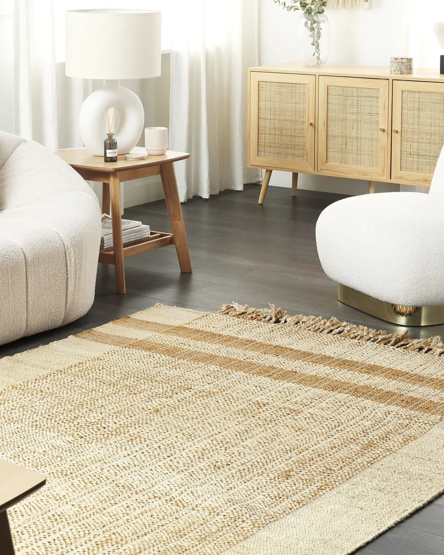 Sale Beliani Tappeto ORTAOBA Beige Iuta Beige Naturale