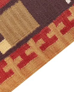 Best Beliani Tappeto PARAKAR Multicolore Cotone Kilim Beige Marrone Rosso Multicolore