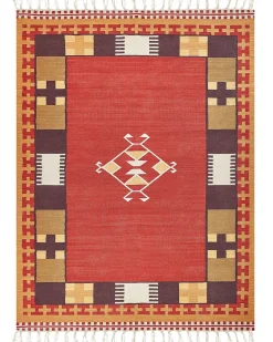 Best Beliani Tappeto PARAKAR Multicolore Cotone Kilim Beige Marrone Rosso Multicolore