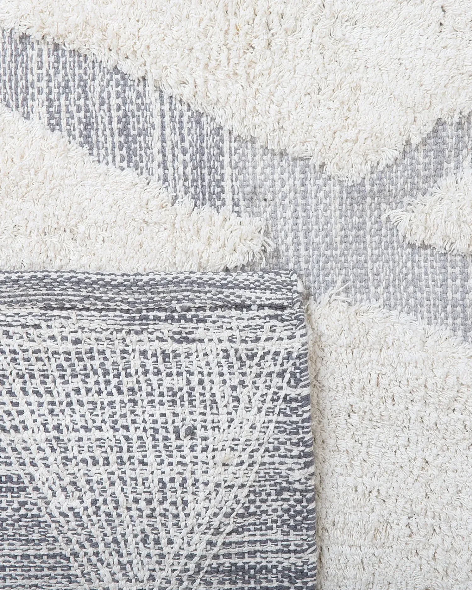 Beliani Tappeto PENDIK Beige chiaro Cotone Beige Grigio