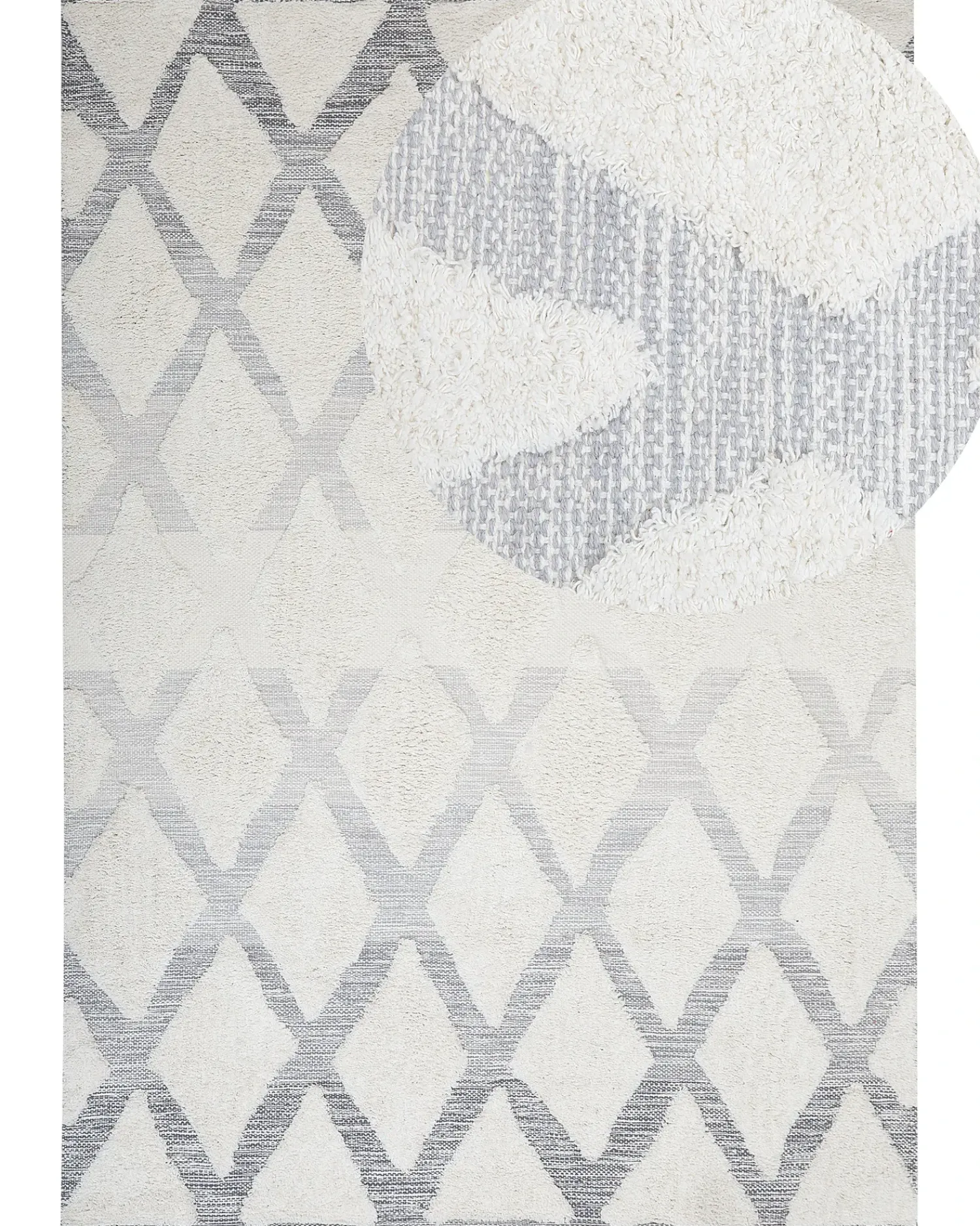 Beliani Tappeto PENDIK Beige chiaro Cotone Beige Grigio