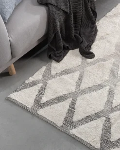 Beliani Tappeto PENDIK Beige chiaro Cotone Beige Grigio