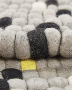 Clearance Beliani Tappeto PENEK Grigio chiaro ø 140 cm Lana Bianco Giallo Grigio Nero
