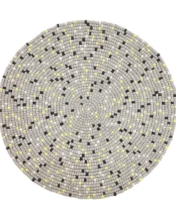 Clearance Beliani Tappeto PENEK Grigio chiaro ø 140 cm Lana Bianco Giallo Grigio Nero