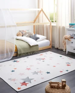 Outlet Beliani Tappeto per bambini ALPOUD Bianco 140 x 200 cm Cotone Bianco Multicolore